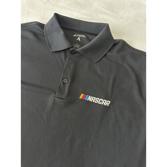 Antigua NASCAR Black Embroidered Polo Shirt Men’s Large Racing Fan Gear - Picture 2 of 5